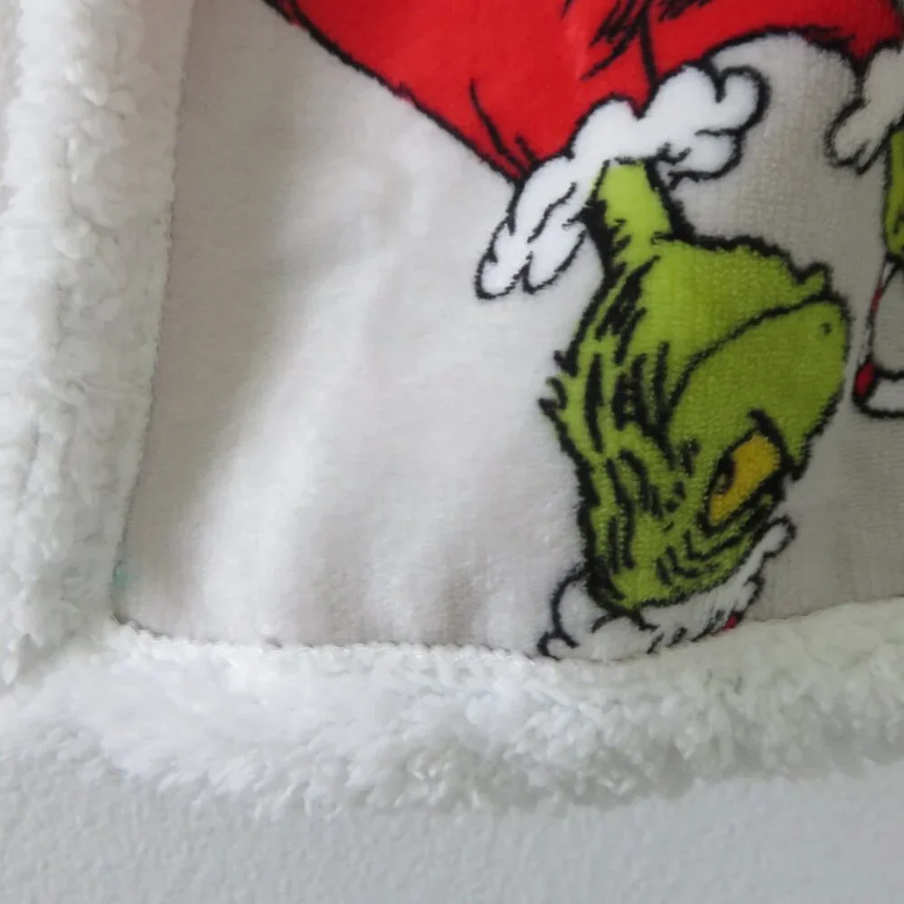 The Grinch Christmas Sherpa Backed Throw Blanket 50